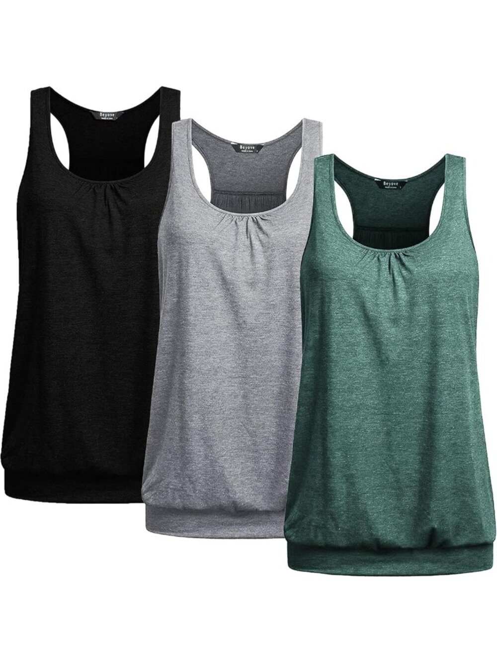 Plus Size Sleeveless Yoga Tank Tops for Women - 3-Pack Racerback Workout Shirts